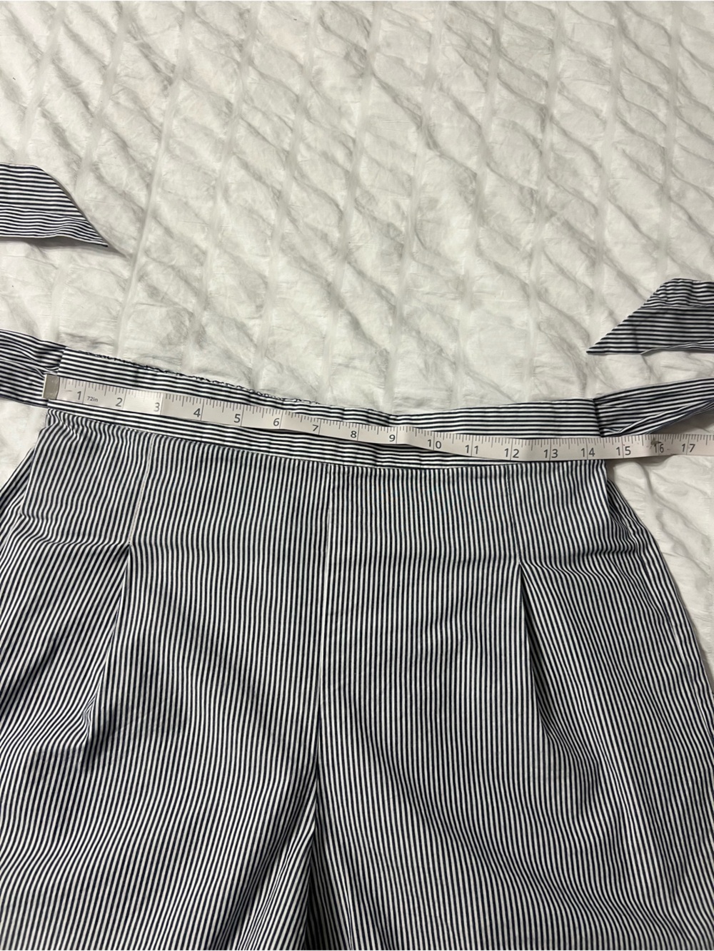 J. By J. Crew Blue White Striped Bow Tie Waist Cotton Shorts High Rise Size 4 - Picture 3 of 7